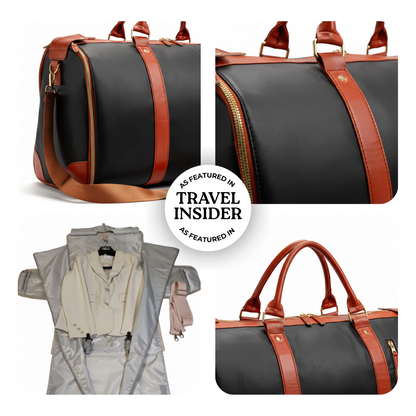 convertible leather duffle backpacks Backvac Duffle Bag - Black / Roller Edition - Wrinkle Free - Convertible Carry On Design - Water Resistant